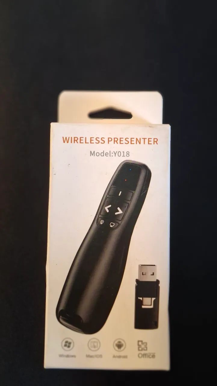 Apresentador de Slides Wireless Y018 com Laser e Receptor USB/Tipo-C - Foto 2