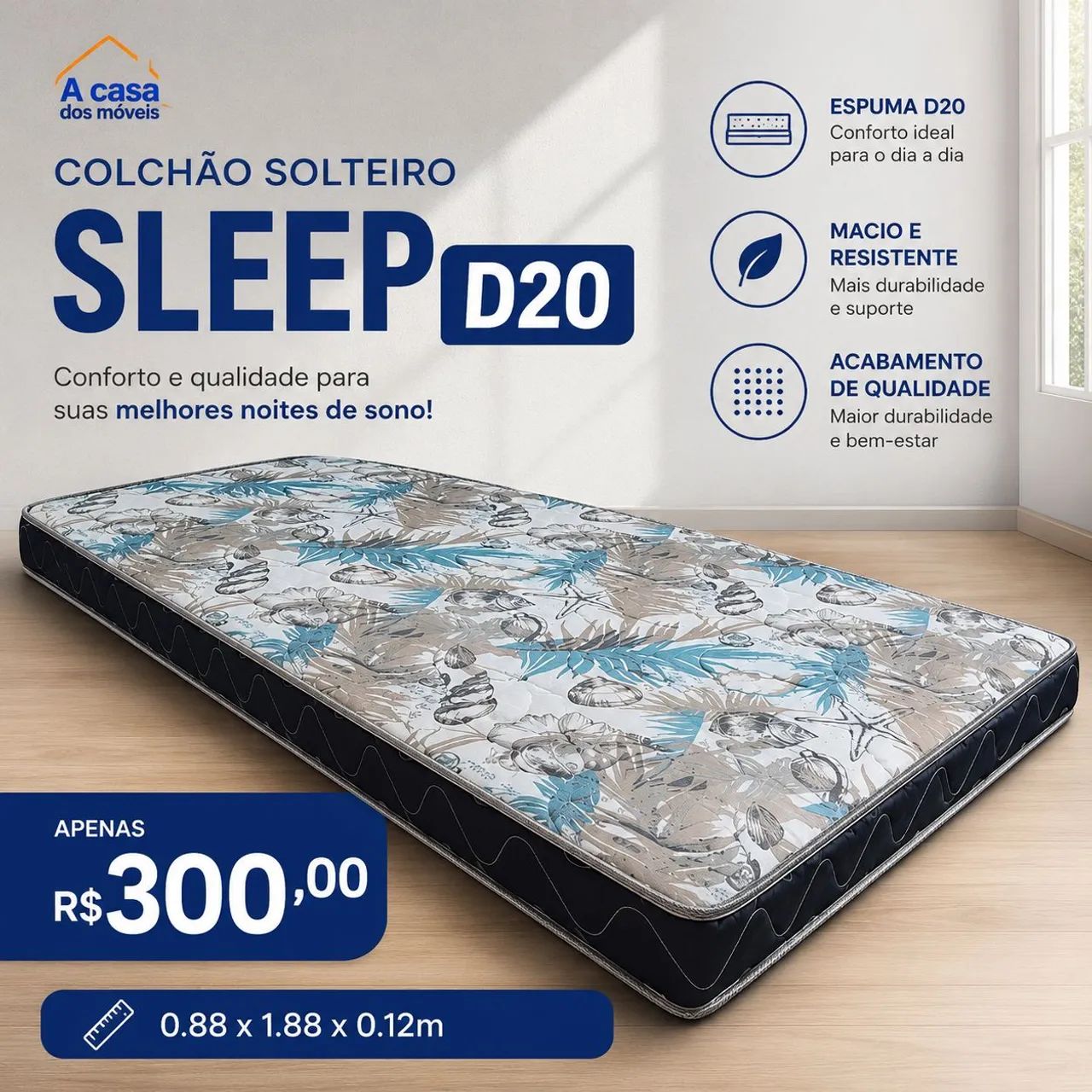 Colchão solteiro Sleep D20 12cm 
