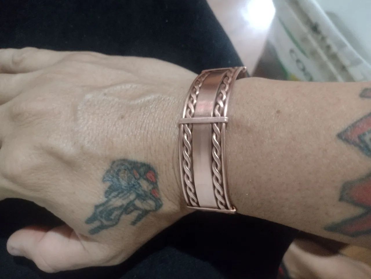Pulseira de cobre natural artesanal ajustável  - Foto 3