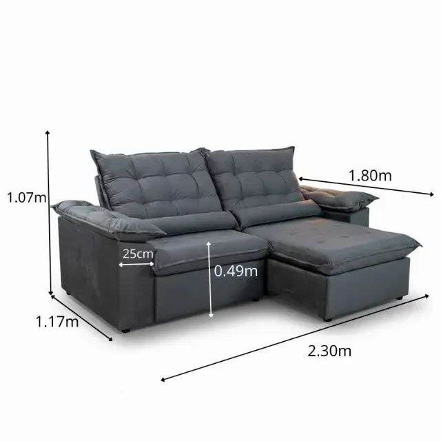 Sofá Retrátil e Reclinável  Emanuelly 2.30m  Pronta Entrega! - Foto 2