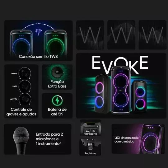 Caixa de Som Bluetooth Amp Get Evoke 1001 1000W491789799182182403