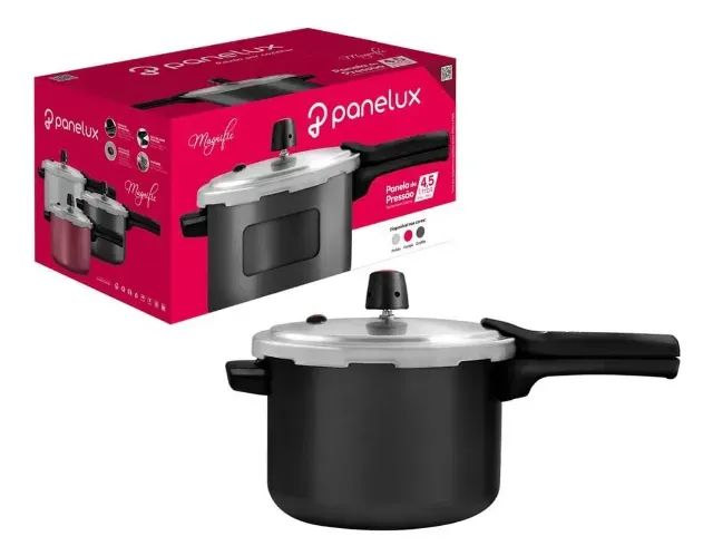 Panela De Pressão 4,5l Panelux Magnific Em Alumínio Grafite