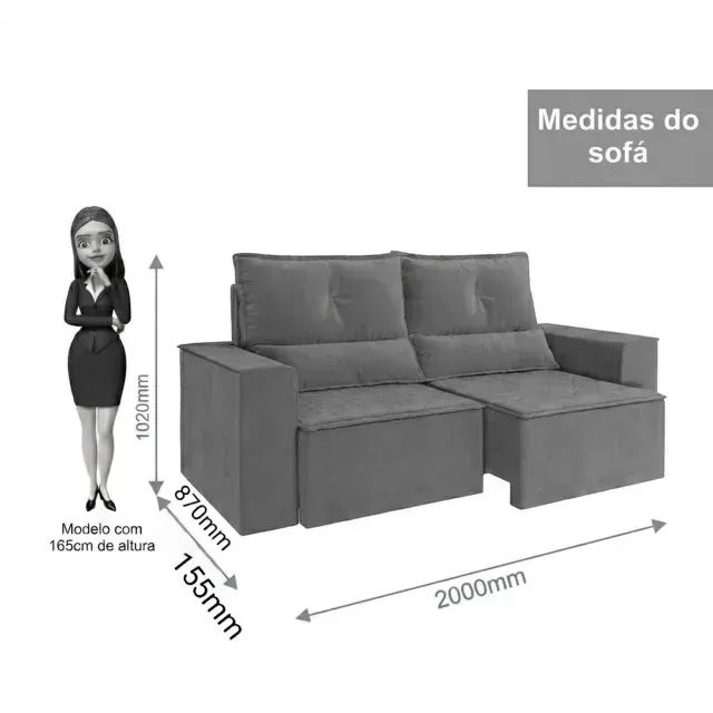 Sofá retratil e reclinavel plus marrom  - Foto 2