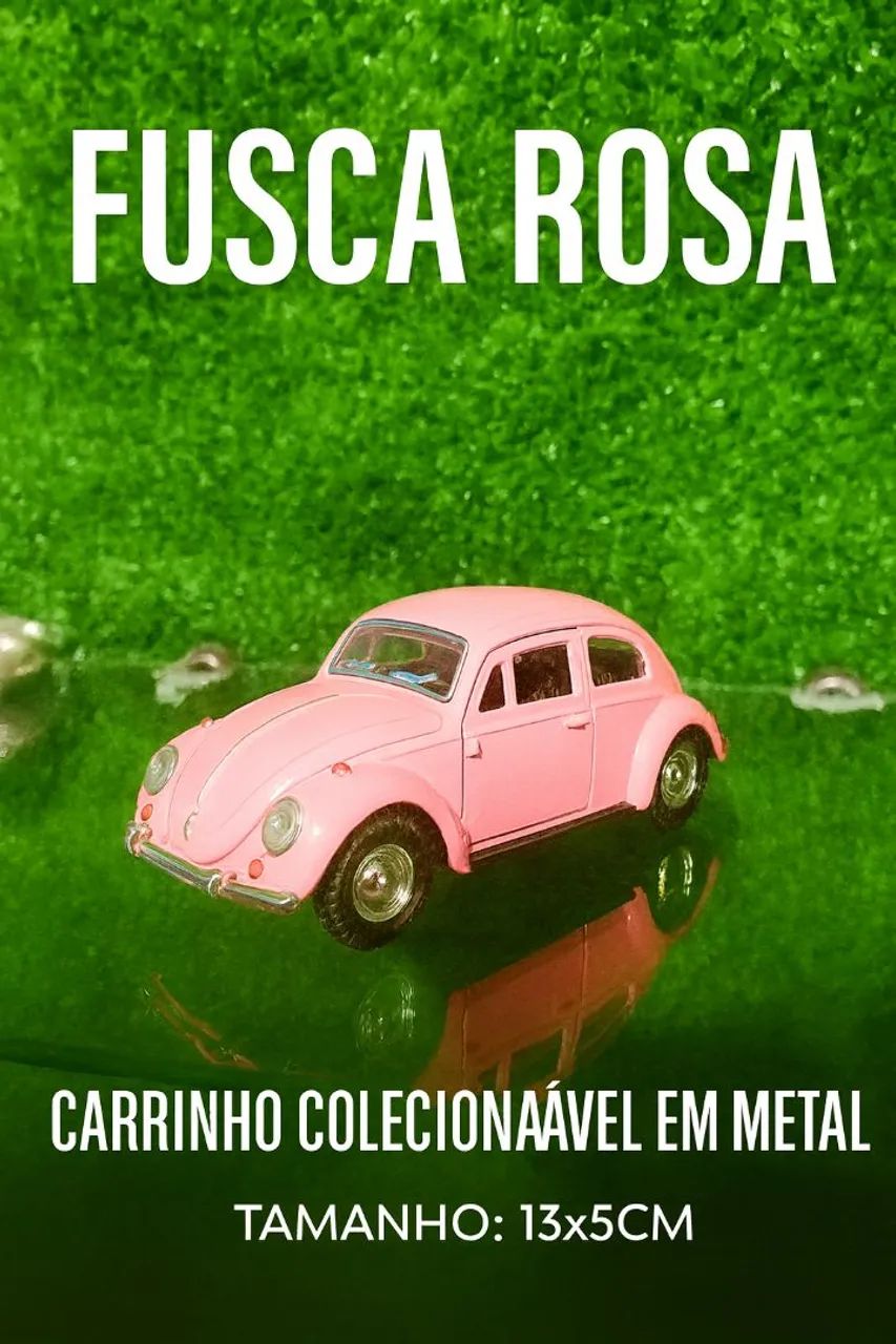 Fusca Rosa Miniatura Metal