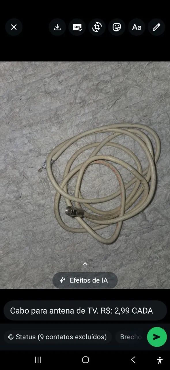 Cabo de antena de TV usado