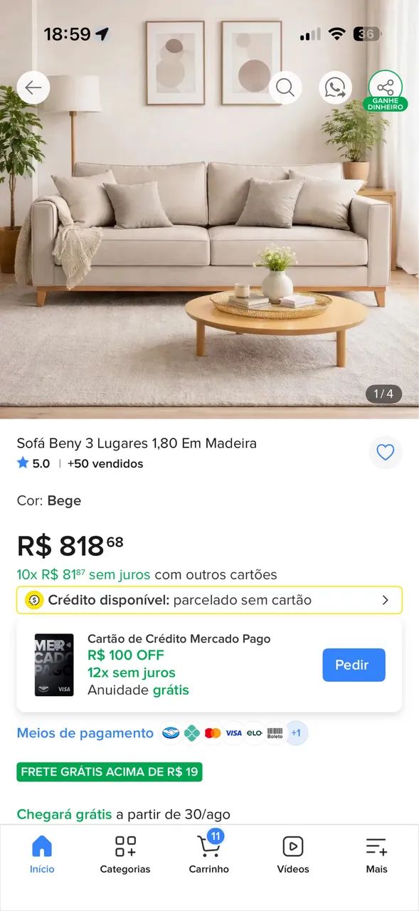 Sofá Beny 3 lugares  - Foto 3