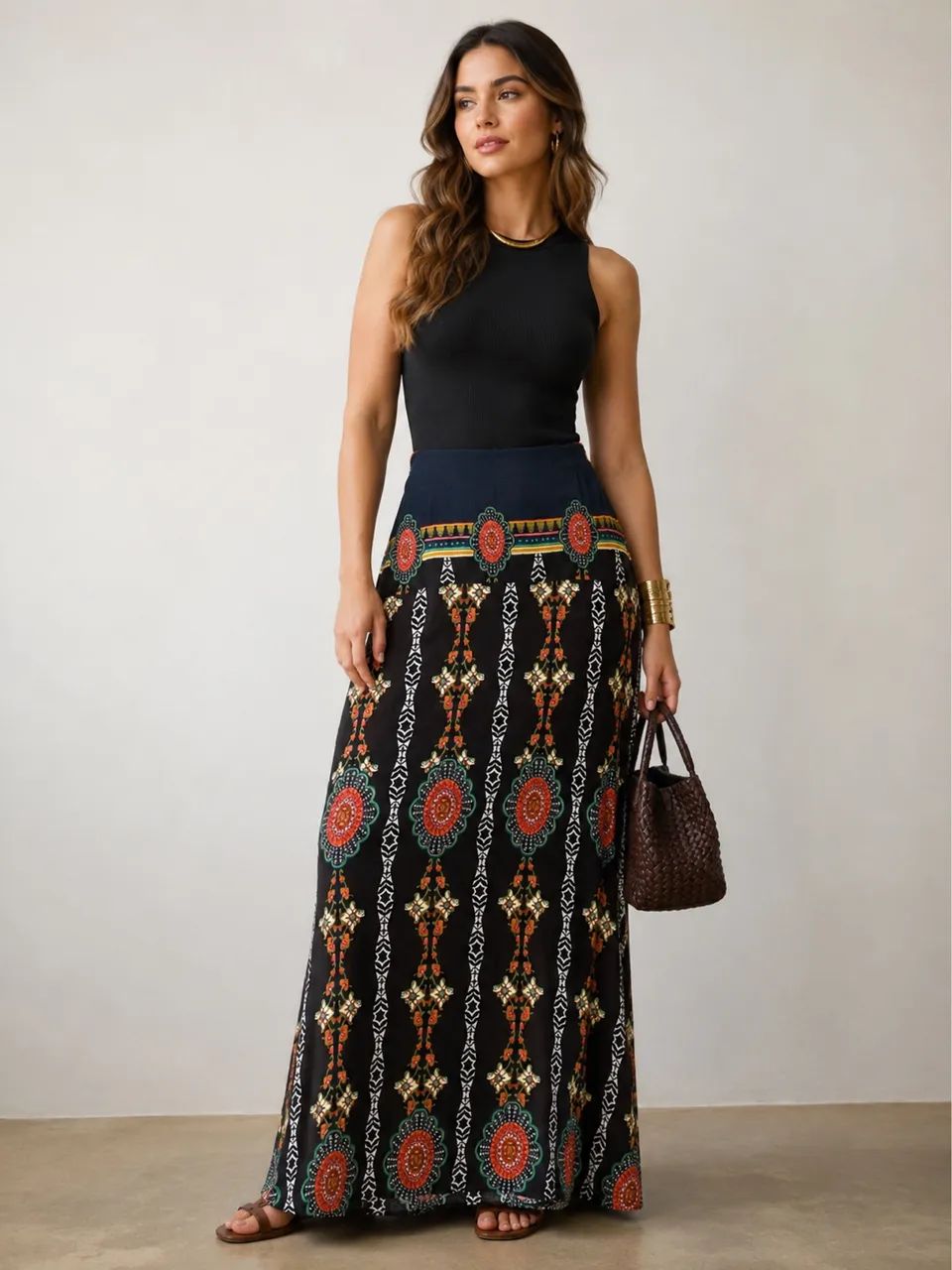 Saia longa tam P estampada original Farm