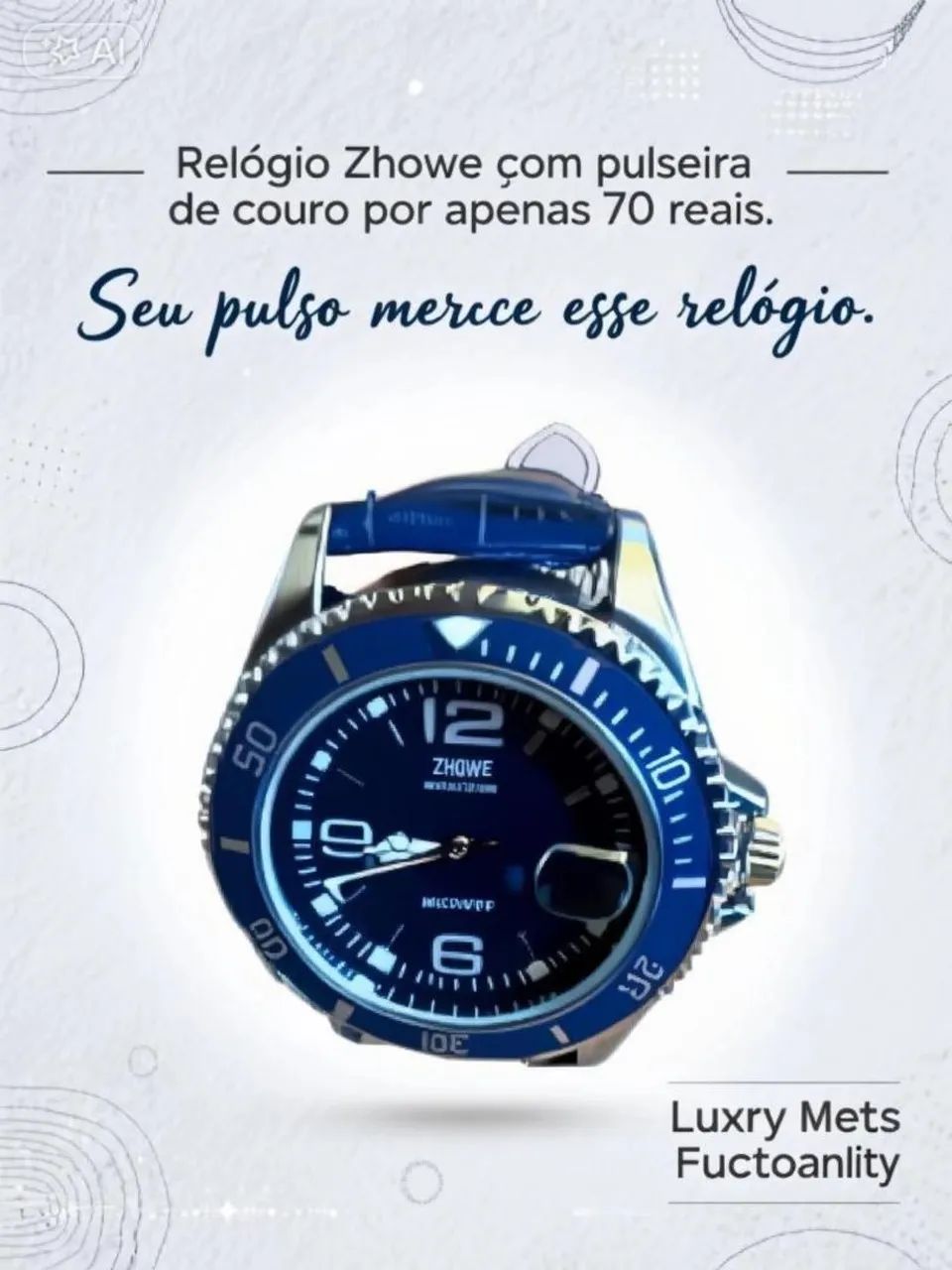 Relógio  com pulseira de couro  - Foto 2