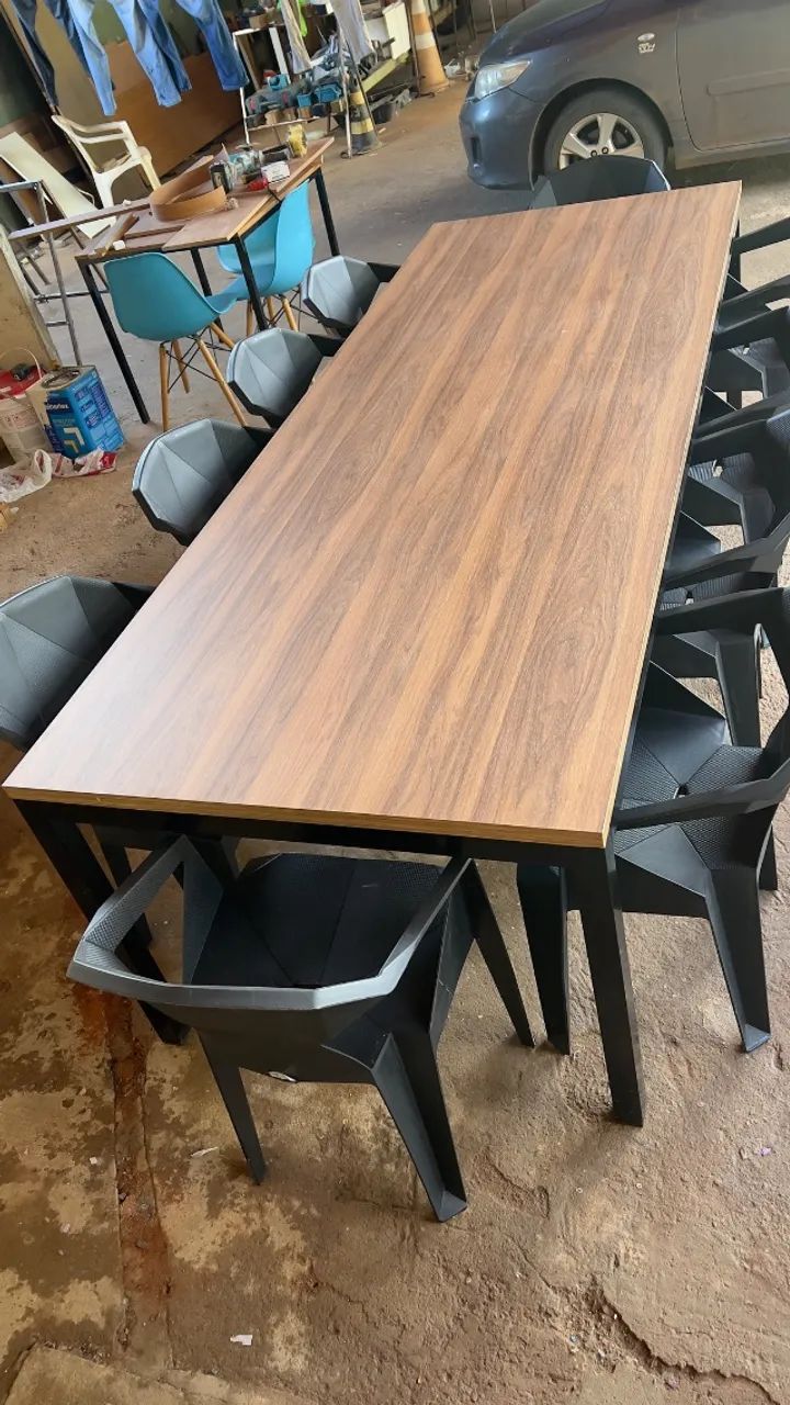 Mesa estilo industrial 2,75m com 10 cadeiras - Foto 5