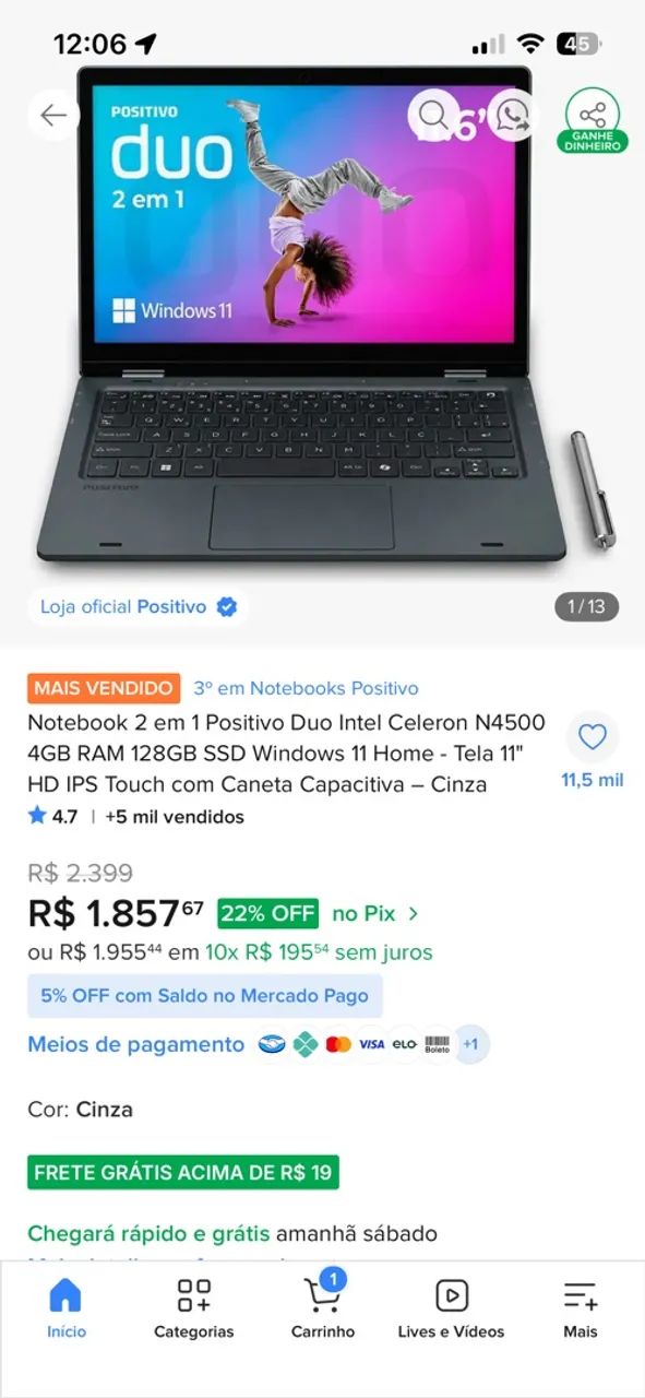 notebook da positivo 2 em 1, 1600R$ - Foto 2