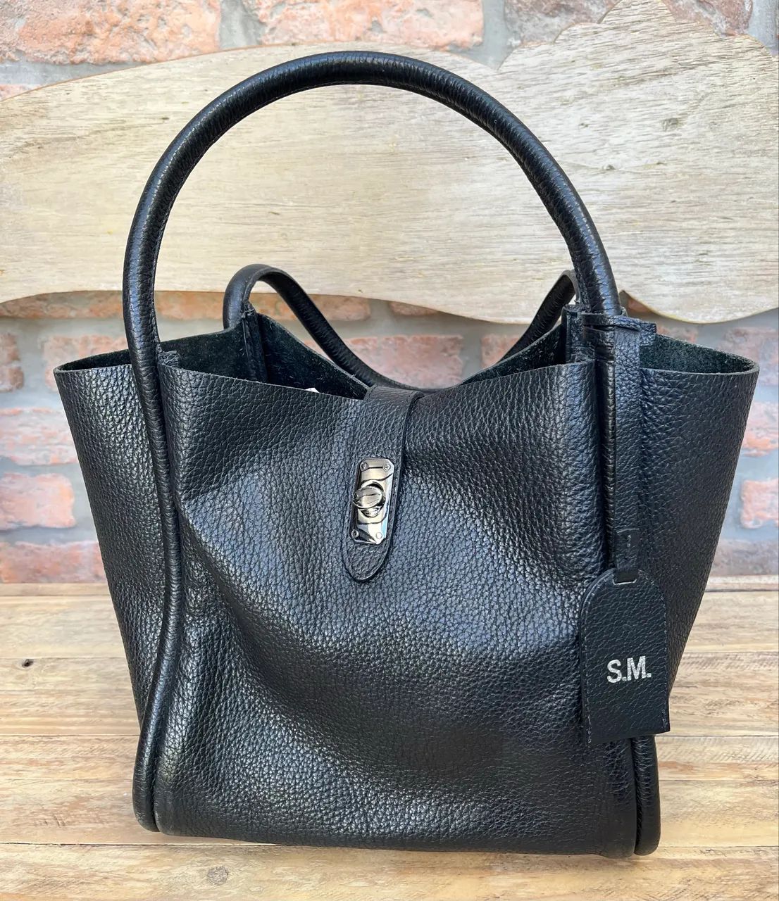 Bolsa de couro preto
