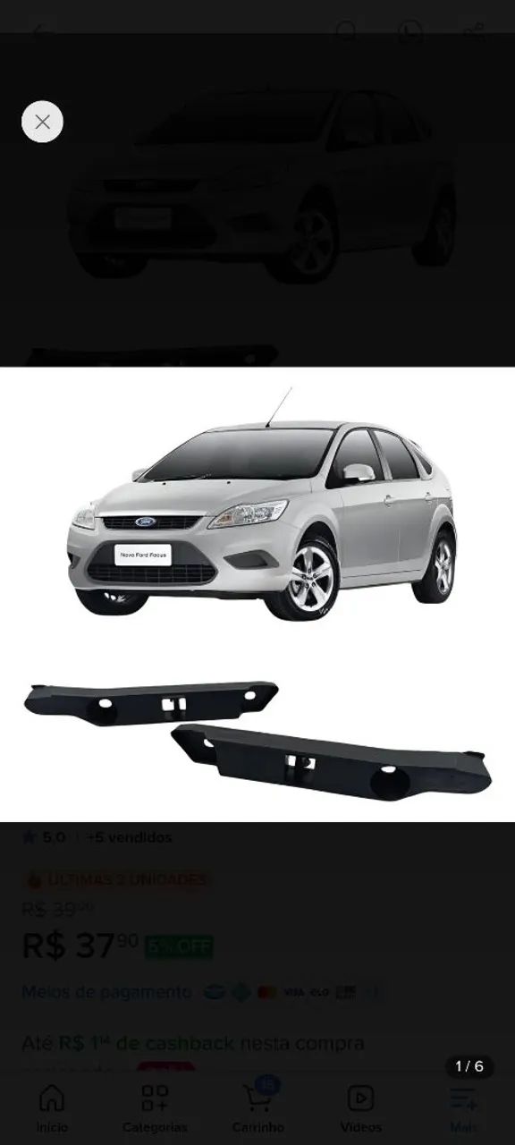 Guias do para-choque dianteiro Direito e Esquerdo do Ford Focus 2009 a 2013