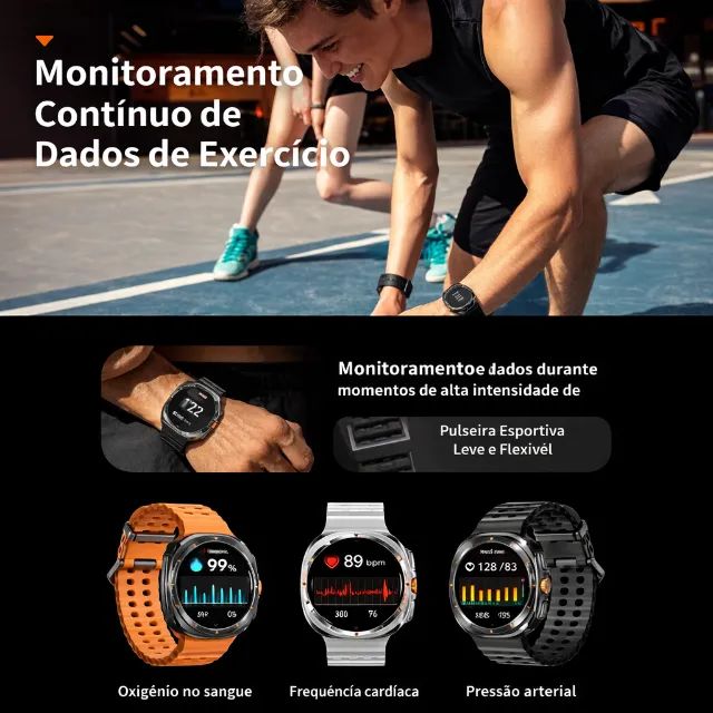 Relógio Smartwatch Redondo Esportivo Js Watch 7 Série Ultra 7 47mm Tela Amoled 1.45" - Foto 6