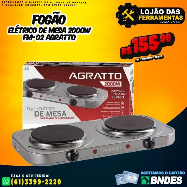 Fogão Elétrico de Mesa 2000w Fm-02 Agratto