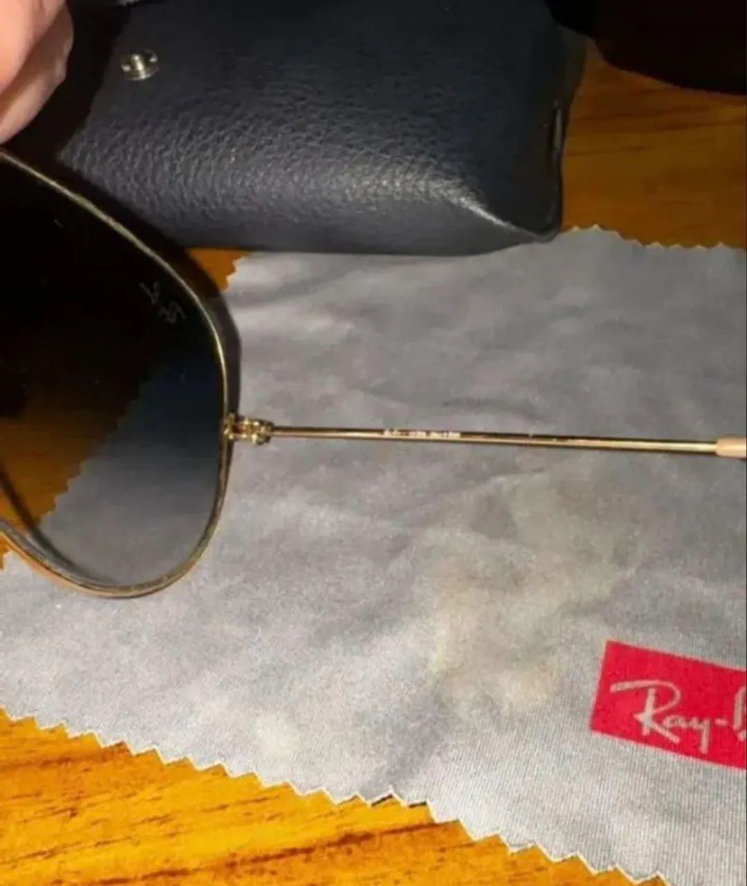 Óculos Ray-Ban Aviador Azul Espelhado + Case e Flanela - Foto 2
