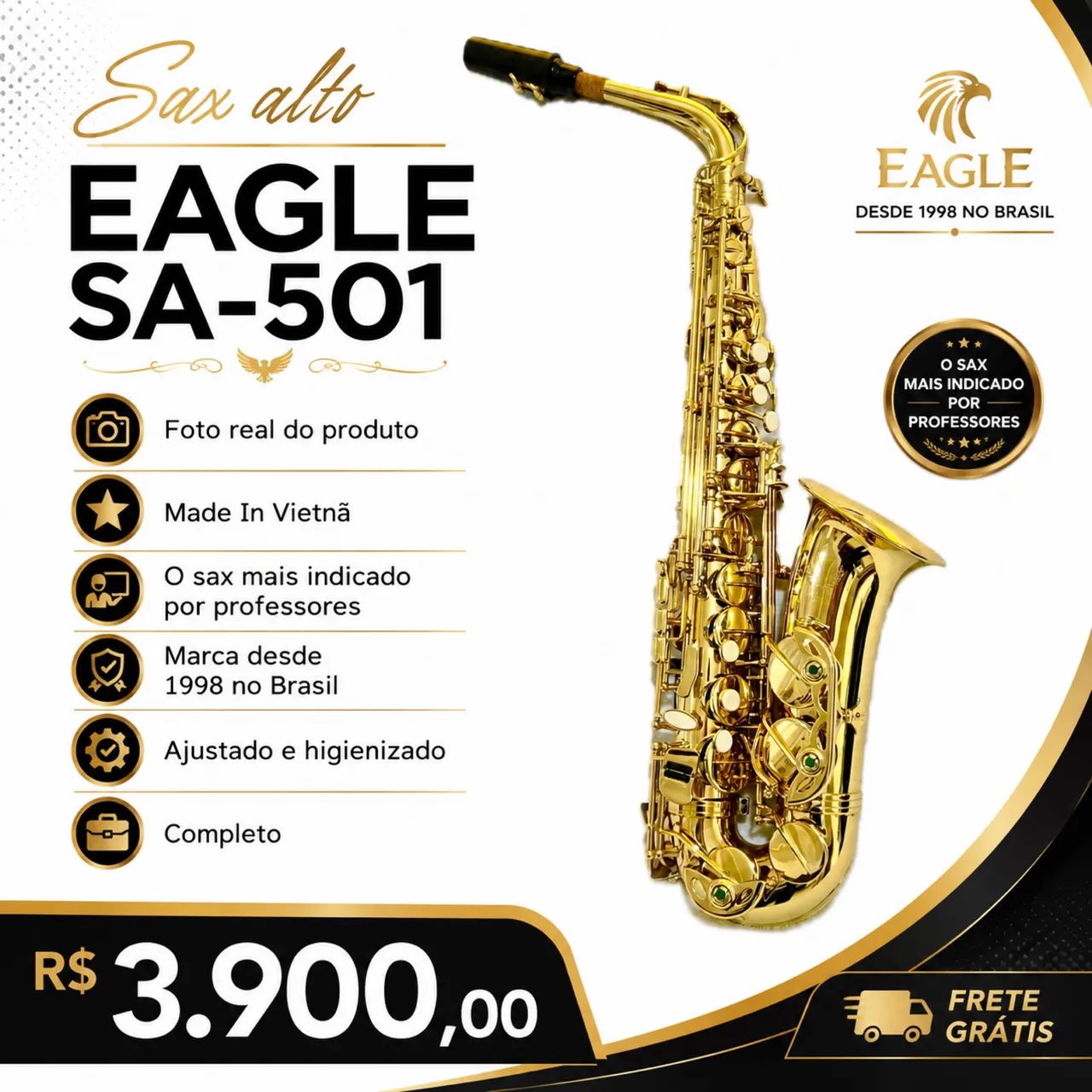 Sax alto Eagle SA501 usado poucas vezes