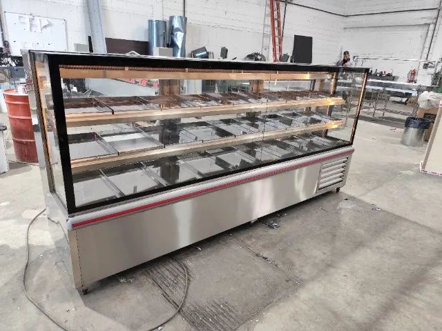 Vitrine estufa quente para salgados em inox 