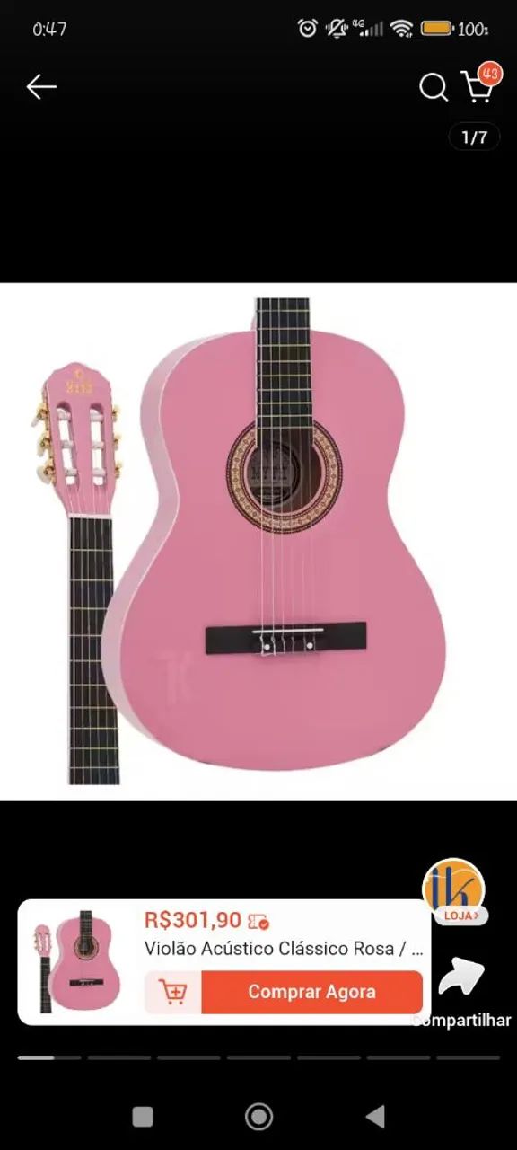 Vendo violão rosa para canhoto 