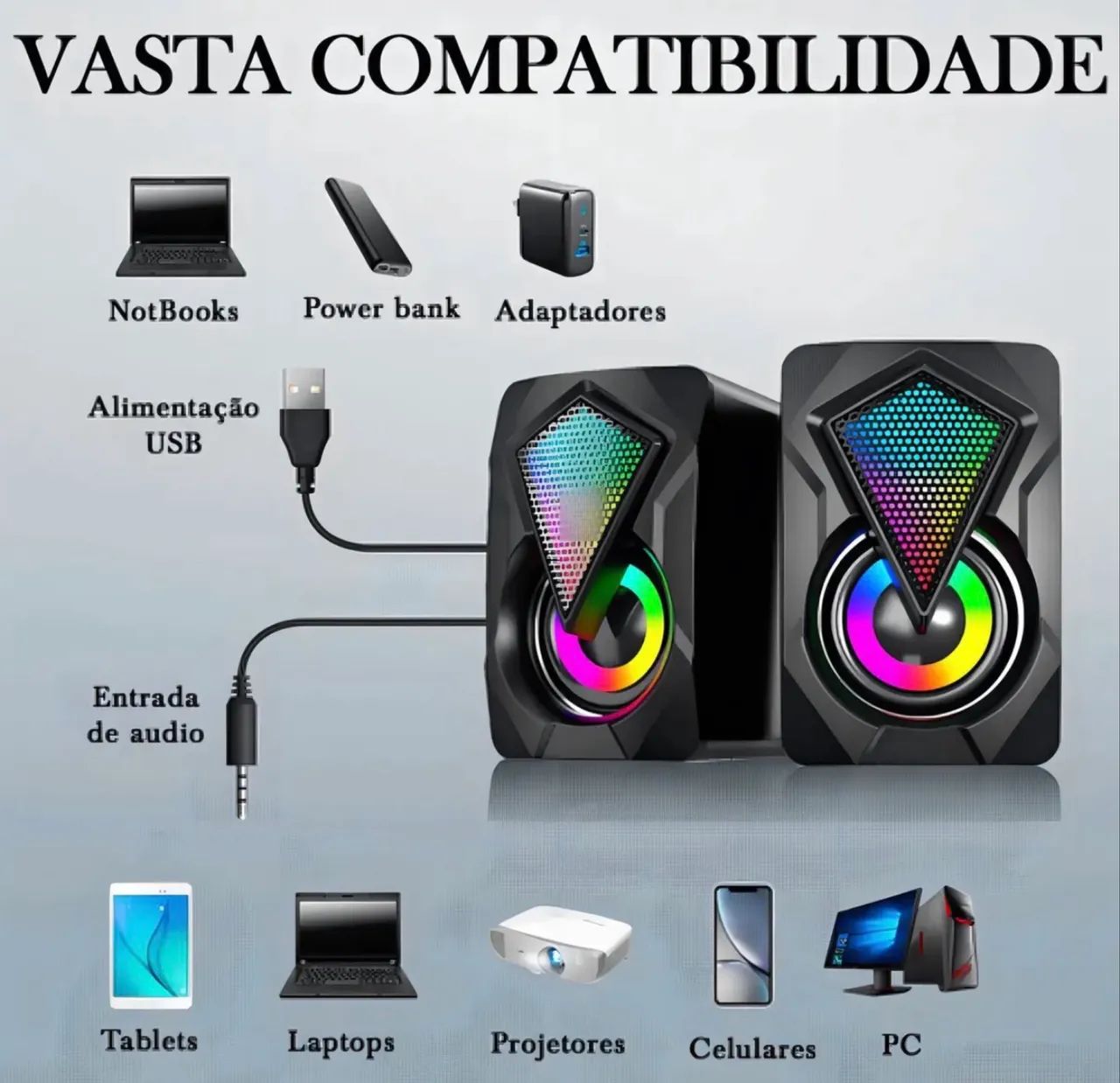 Caixinha de som RGB para Pc  - Foto 4