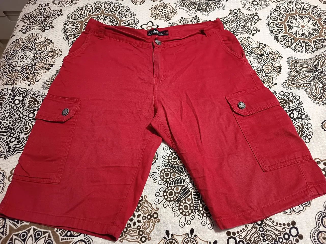 Bermuda algodão 42 masculina vermelha