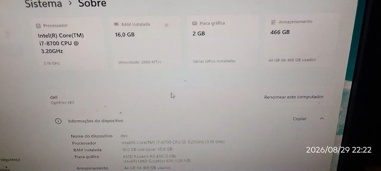 Cpu Dell Optiplex XE3 i7
