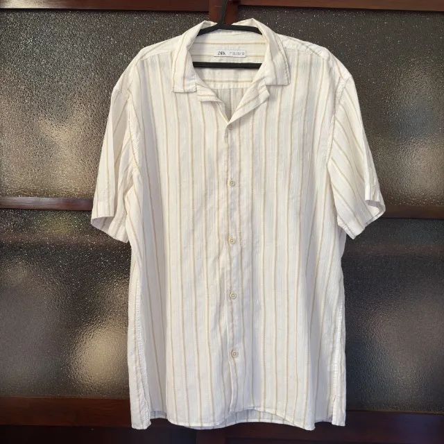 Zara Camisa Masculina Manga Curta Listrada
