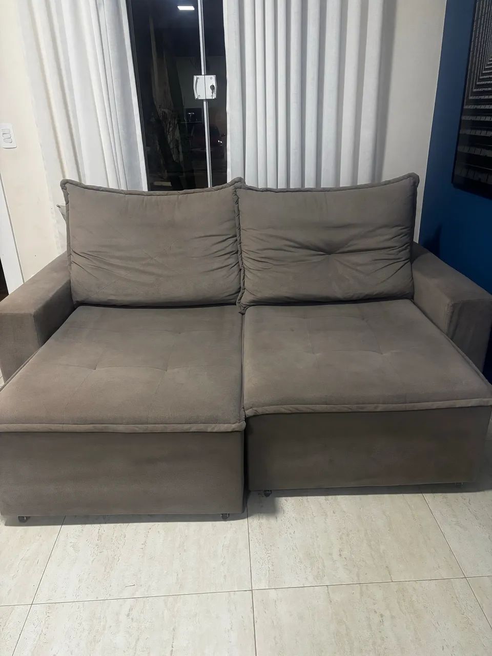 Sofá retrátil 2 lugares Cinza - Foto 5