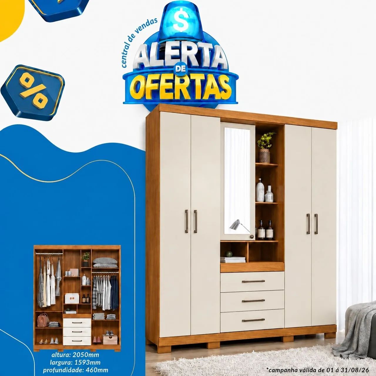 Oferta Imperdível de Guarda Roupa com Ótimas Divisórias Internas!!