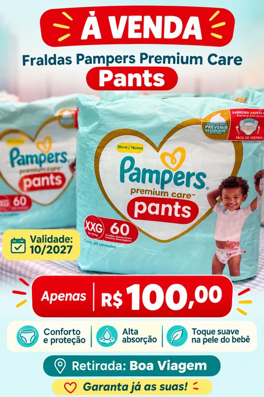 Fralda Pampers Premium Care - PANTS 