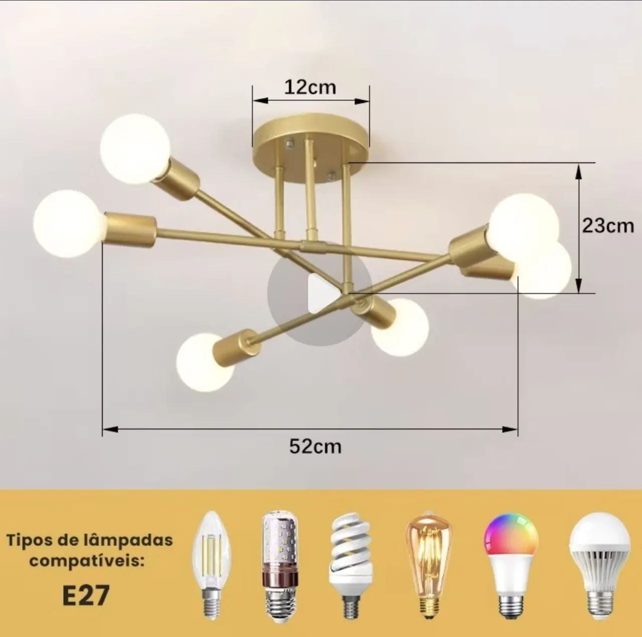 Lustre dourado  - Foto 3