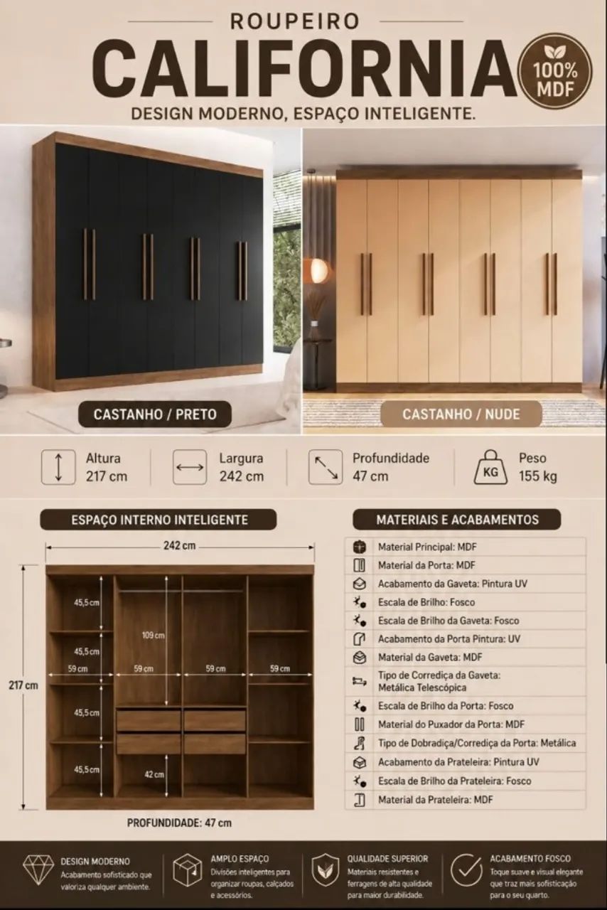 Guarda roupa Califórnia 
