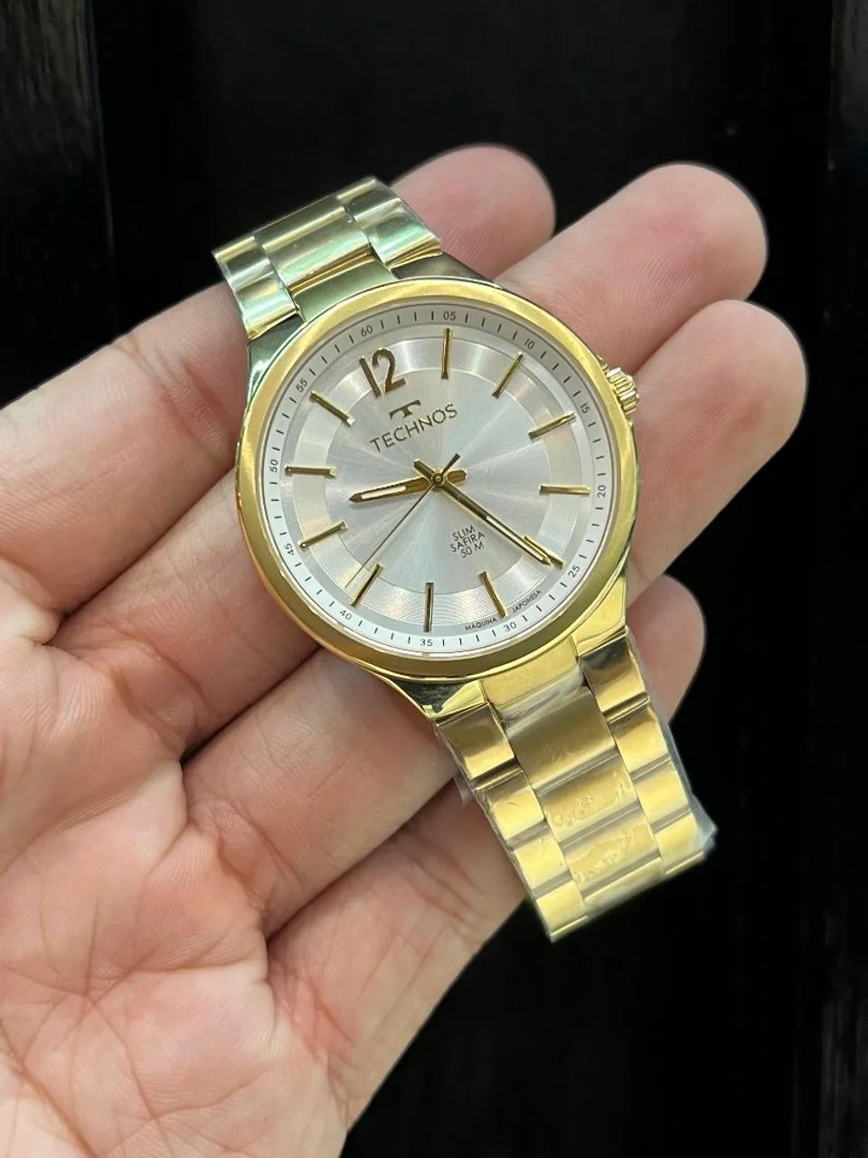 Relógio Masculino Technos Slim Dourado 