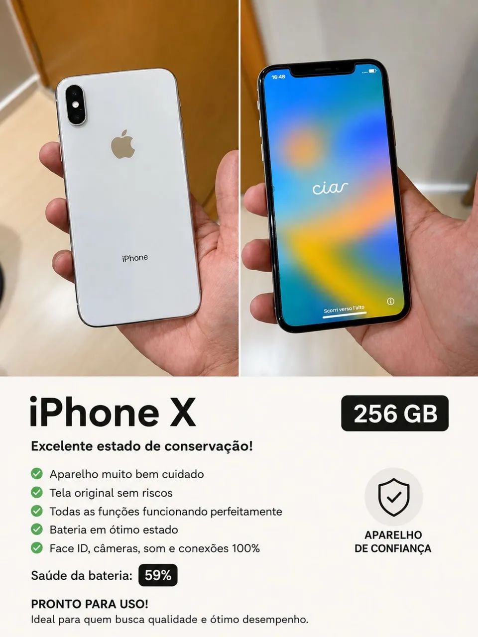 iPhone X 256 GB - Silver  - Foto 3