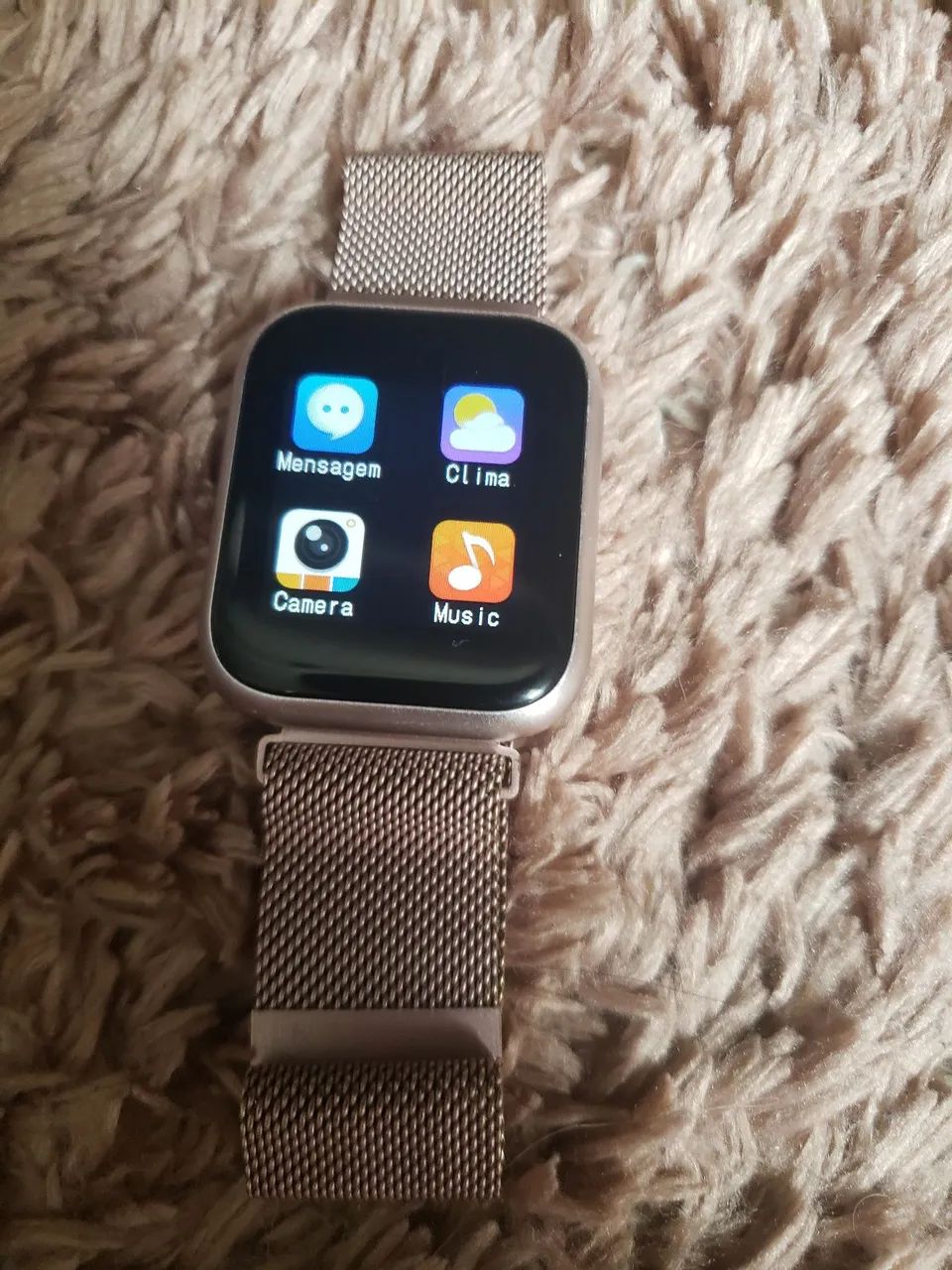 Relógio digital smartwatch rosa pulseira metálica  - Foto 5
