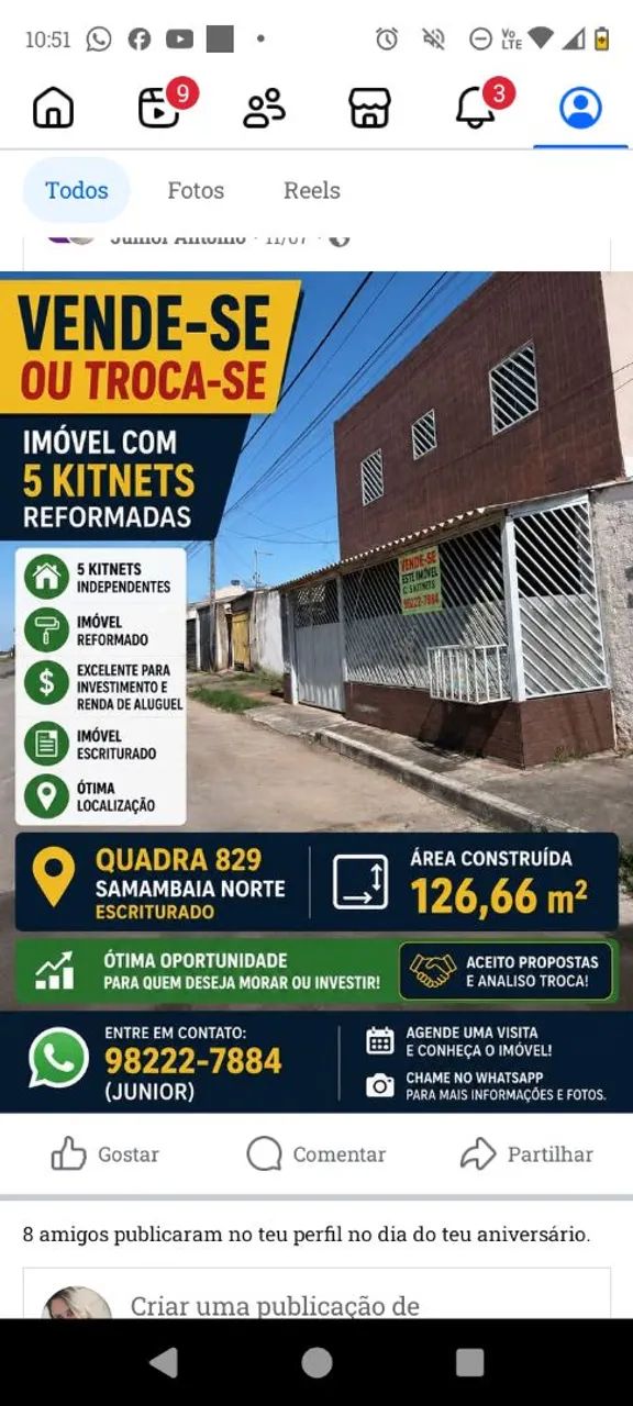 Vendo ou troco imóvel com 5 kitnet prontas para alugar 