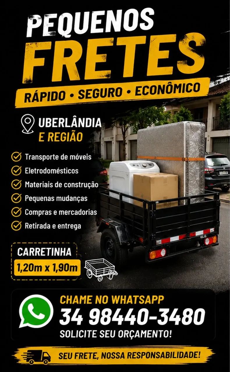 Pequenos Fretes, Entregas e Transporte de Móveis | Uberlândia e Região - Foto 2
