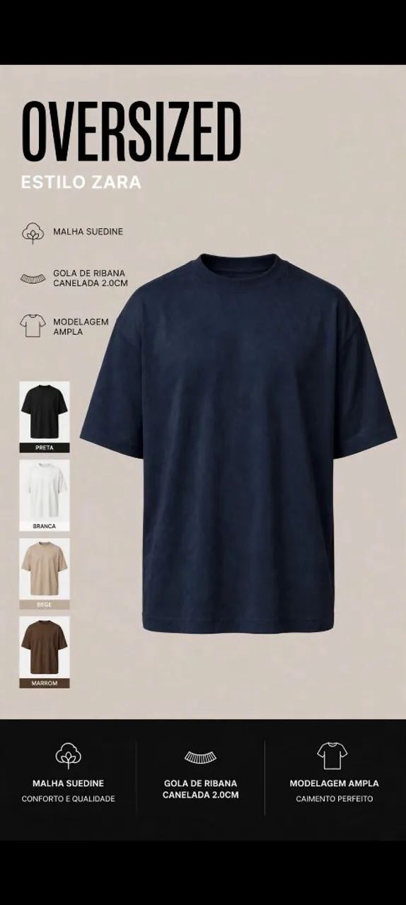 CAMISA OVERSIZED MALHA SUEDINE.  Estilo ZARA - Foto 4