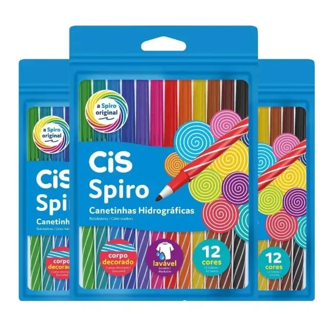  Kit 03 Canetinha Hidrográficas Spiro C/12 Cores - CIS