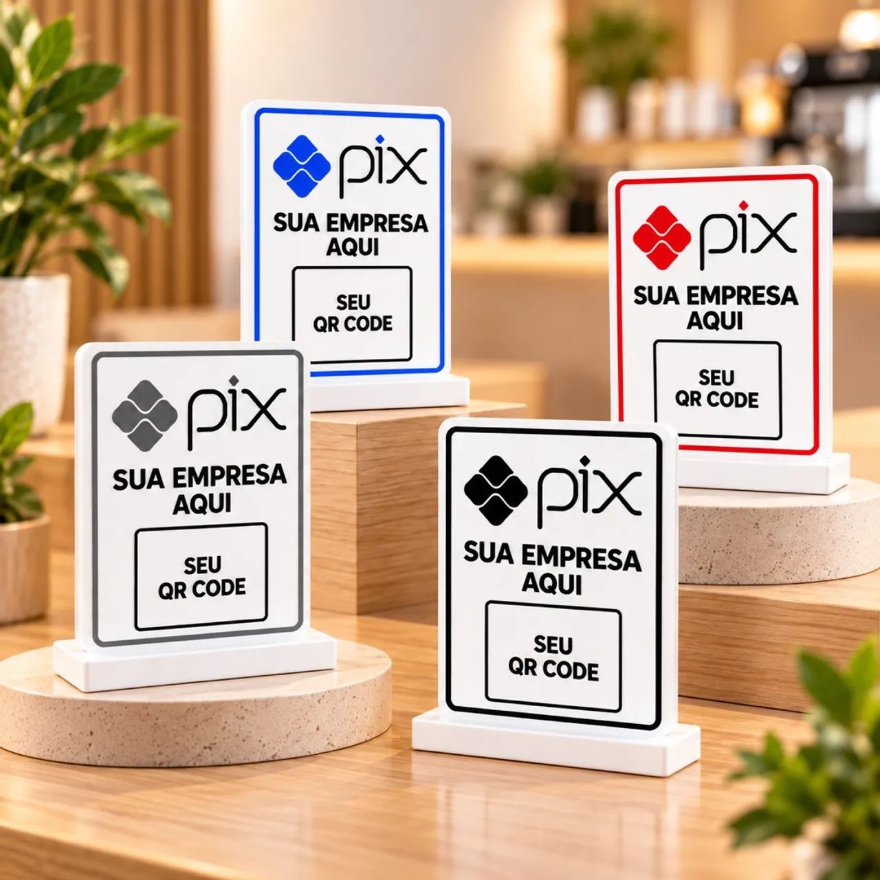 Placa Pix Personalizada com QR Code e Logo para Balcão em Impressão 3D - Foto 3