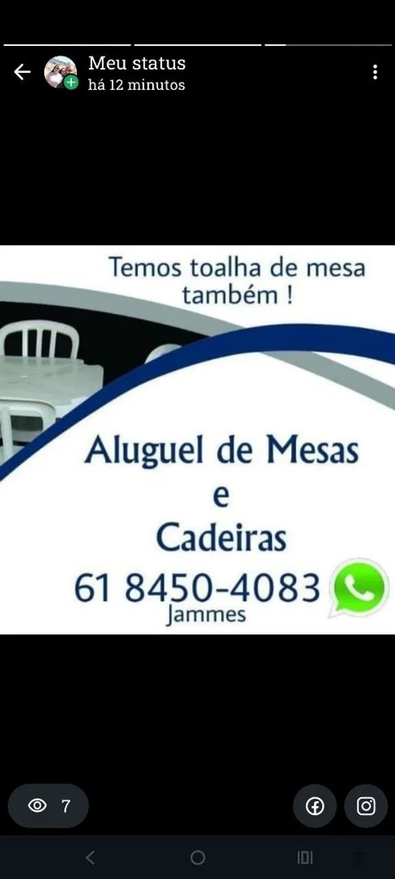 Aluguel de mesas e cadeiras temos tenda 