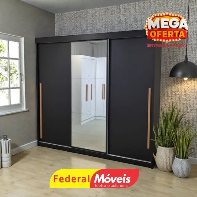 Guarda Roupa c/ Espelho 3 Portas 6 Gavetas - Promoção!