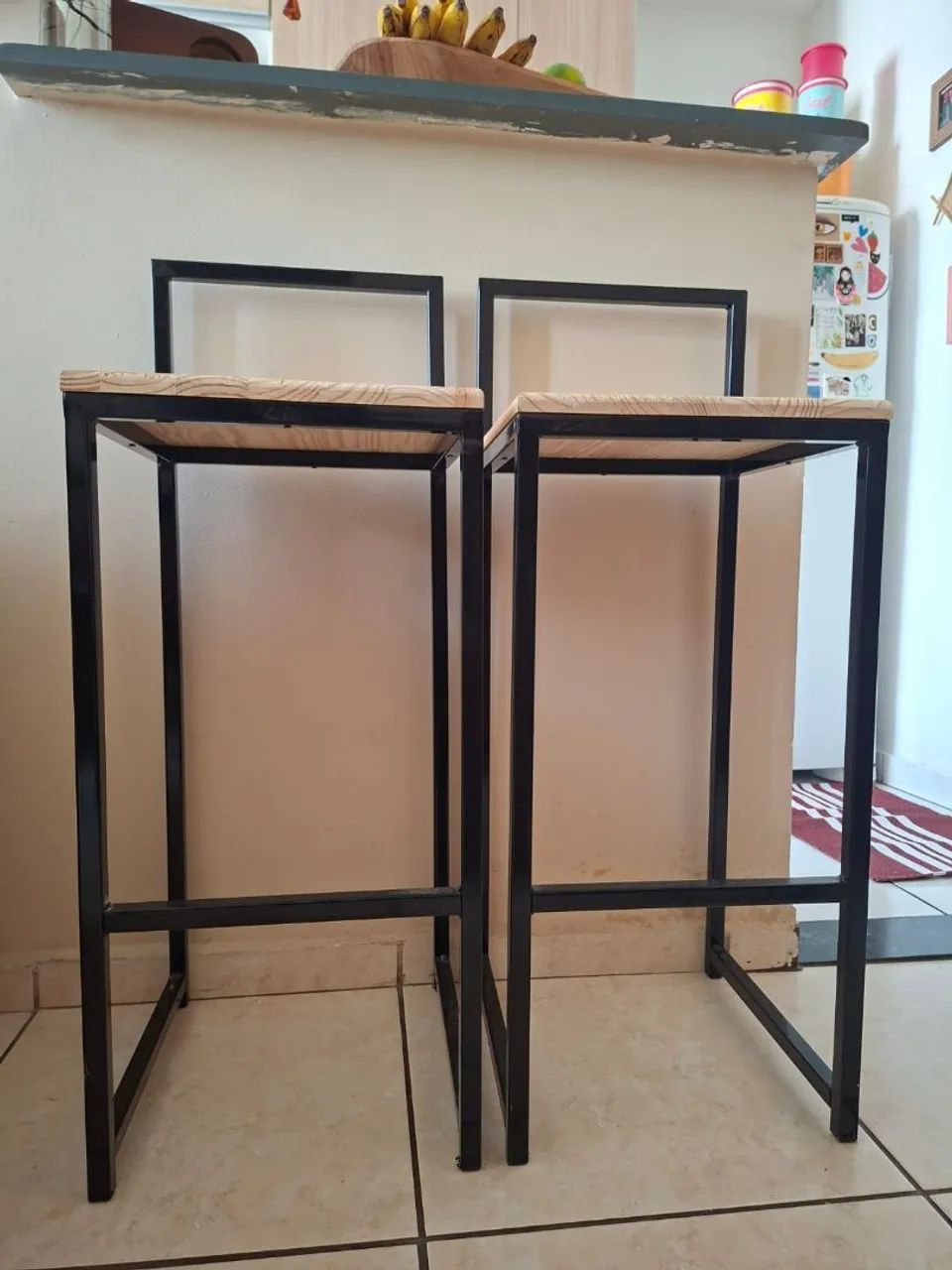 2 Banquetas Bistrô - Estilo Industrial / pinus e ferro - Foto 2