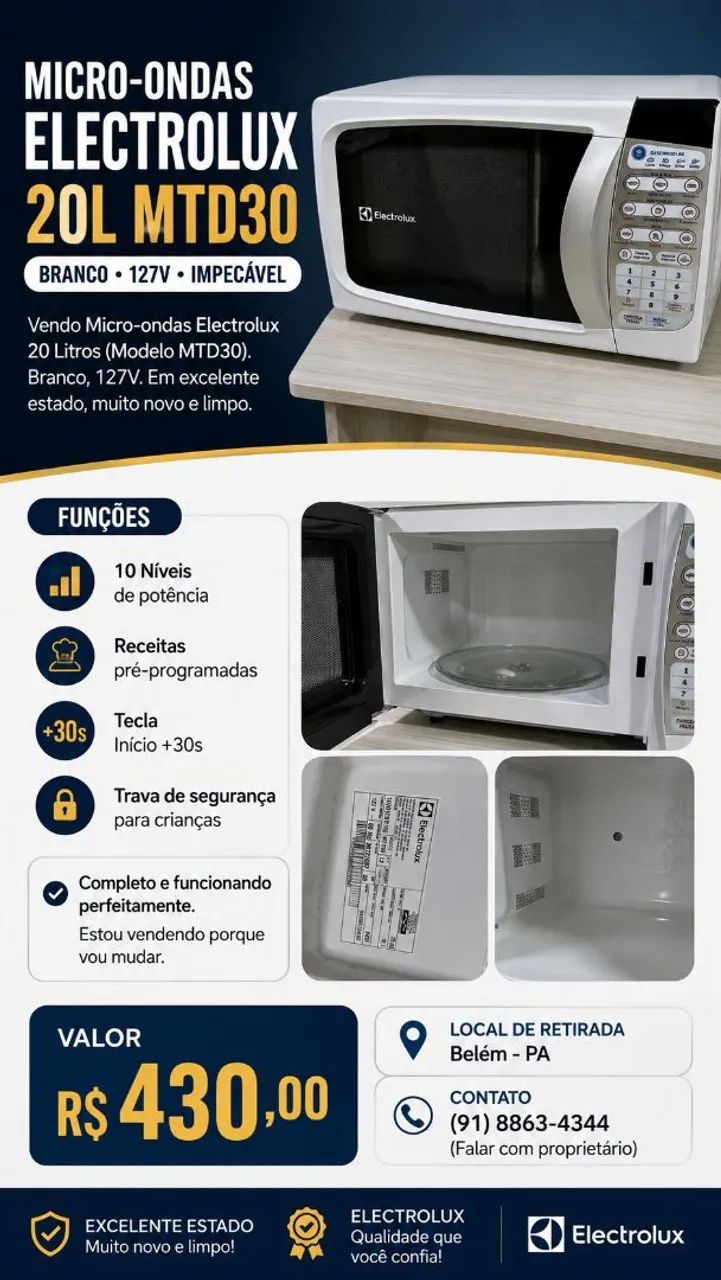 Micro Ondas Eletrolux 20 L