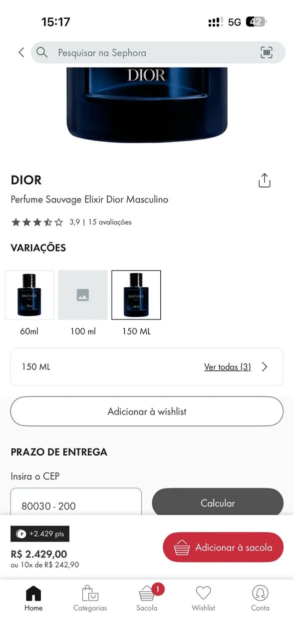 SAUVAGE ELIXIR 150 Ml Novo Original - Foto 2