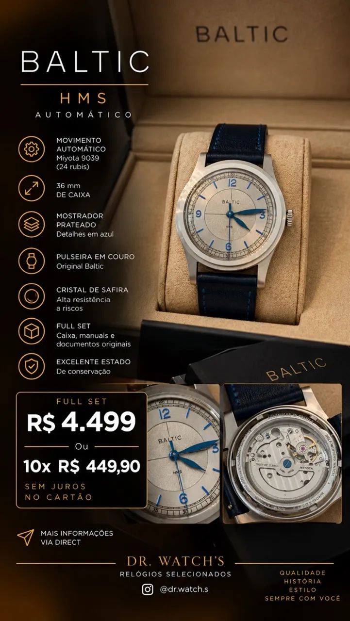 Relógio Baltic HMS 003 36mm full set