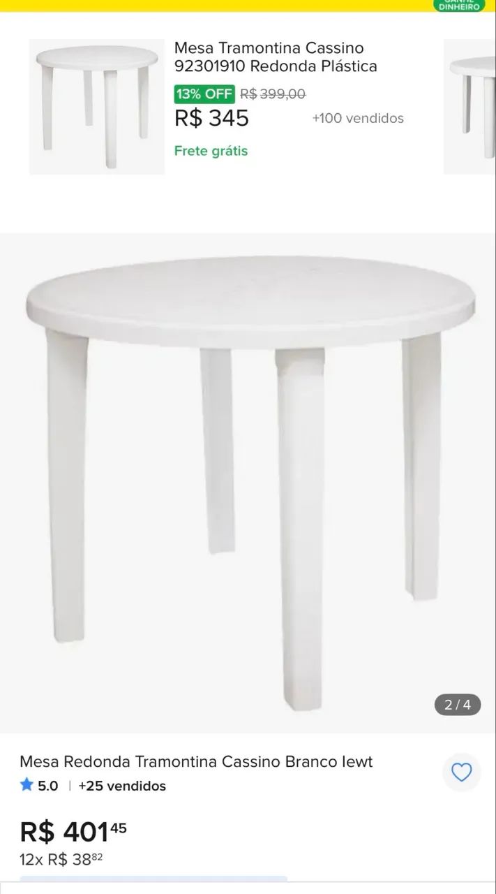 Conjunto de mesa desmontável com 4 cadeiras de plástico  - Foto 2