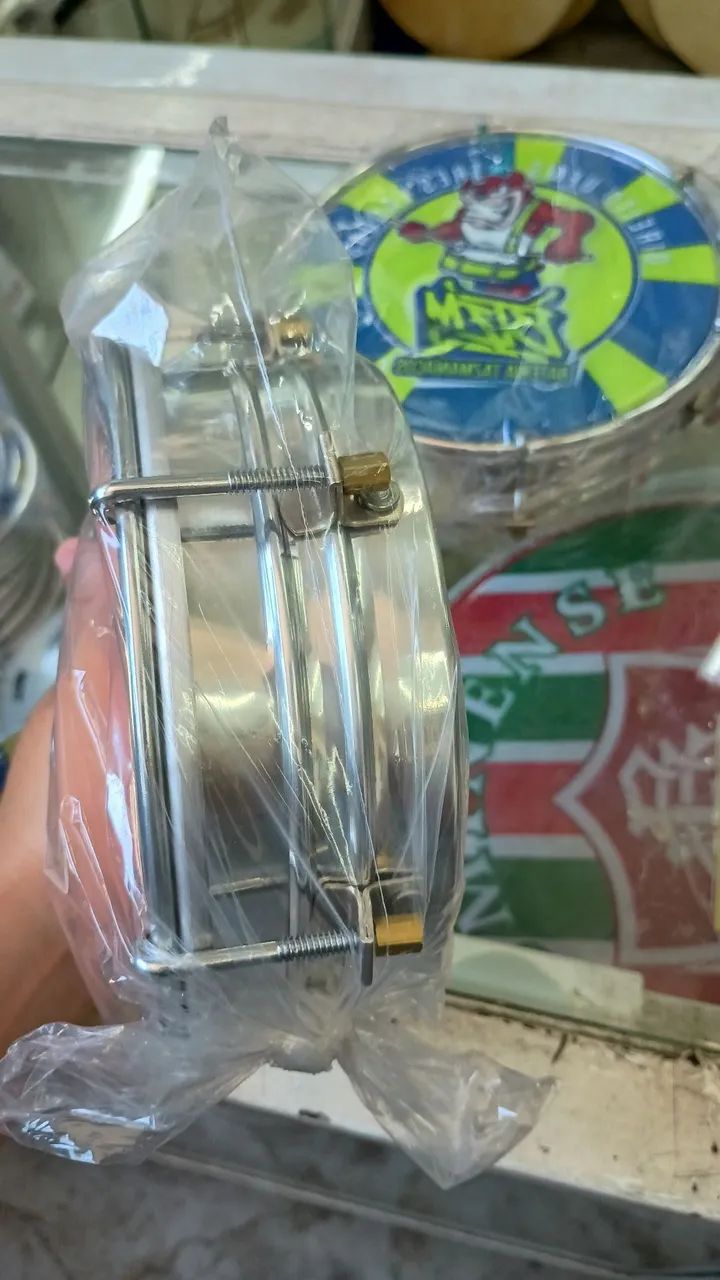 Tamborim 6" polegadas profissional Aço Inox na promoção  - Foto 4