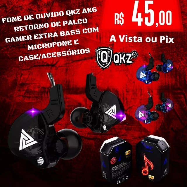 Fone de Ouvido QKZ ak6 Original Gamer Pro C/Microfone Retorno de Palco  Extra Bass - Áudio, TV, vídeo e fotografia - Cordeiro, Recife 993501388 |  OLX