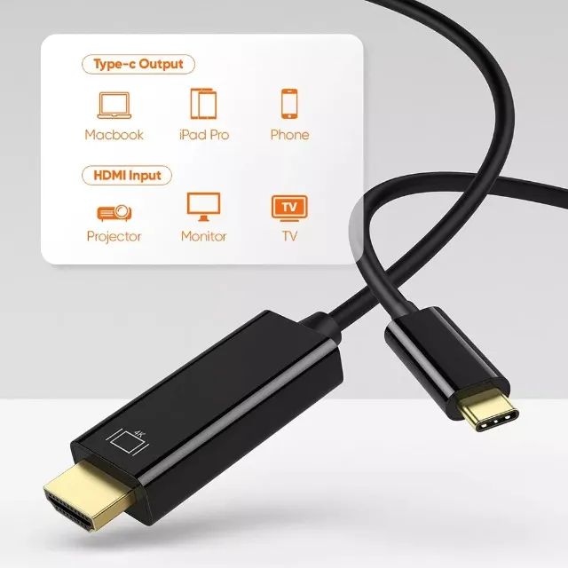 Cabo Type C Macho Para Hdmi Macho 3 Mts Usb-C 4K - 3 Metros - Foto 2