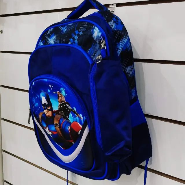 Mochila Costa Com Estojo 3d Dy Pers 42x32cm Da22294 Promoç - Capitão America - Foto 3